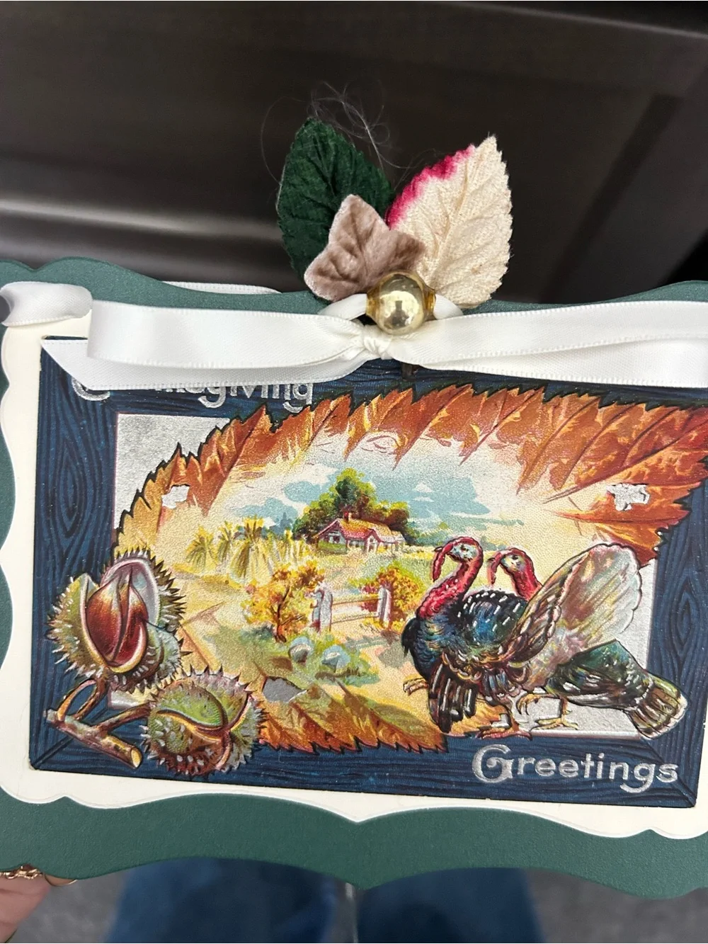Thanksgiving garland 1900s vintage repurposed holiday postcards